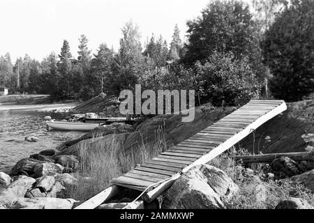 Besuch im Badeort Norrsundet am Bothnischen Meerbusen, 1969. Visite de la station balnéaire de Norrsundet dans le golfe de Bothnia, 1969. Banque D'Images