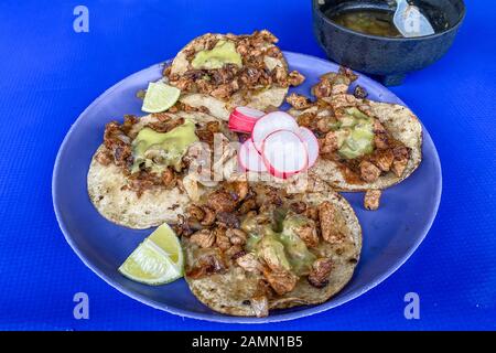 Tacos carne asada. Merida, Mexique. Banque D'Images