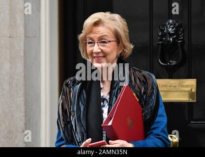 Downing Street, Londres, Royaume-Uni. 14 janvier 2020. Andrea Leadsom, secrétaire d'État aux Affaires, à l'énergie et à la Stratégie industrielle, quitte Downing Street après une réunion hebdomadaire du Cabinet. Crédit: Malcolm Park/Alay Banque D'Images