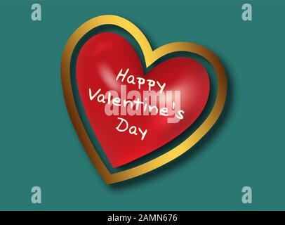 Coeur rouge réaliste pour un design décoratif. Saint Valentin amour fond rouge. Invitation, carte de vœux. Vecteur réaliste. J'adore le cadre du cœur. Illustration de Vecteur