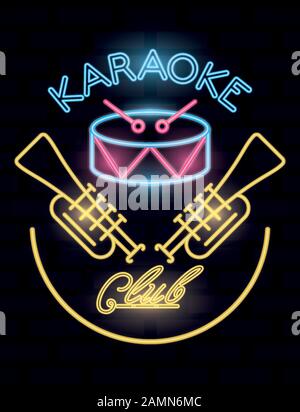 lampes au néon karaoke club Illustration de Vecteur