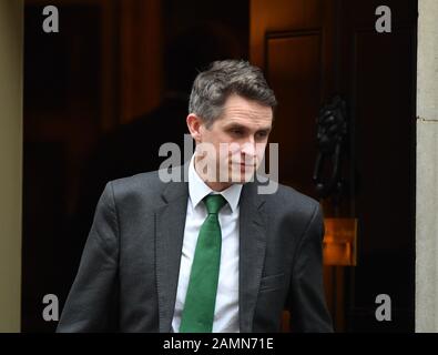 Downing Street, Londres, Royaume-Uni. 14 janvier 2020. Gavin Williamson, secrétaire d'État à l'éducation, quitte 10 Downing Street après une réunion hebdomadaire du cabinet. Crédit : Malcolm Park/Alay Live News. Banque D'Images