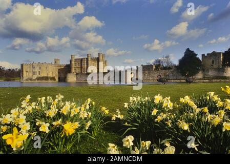 Printemps au Château de Leeds. Kent. L'Angleterre. UK Banque D'Images