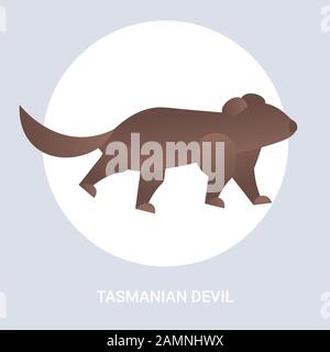 tasmanian diable icône caricature en danger sauvage australien animal symbole faune espèces concept faune plate illustration vectorielle Illustration de Vecteur