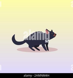 tasmanian diable icône caricature en danger sauvage australien animal symbole faune espèces concept faune plate illustration vectorielle Illustration de Vecteur