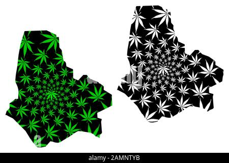 La carte de la région de Maradi (régions du Niger, République du Niger) est conçue pour le vert et le noir de la feuille de cannabis, la carte de Maradi faite de marijuana (marihuana, THC) FO Illustration de Vecteur