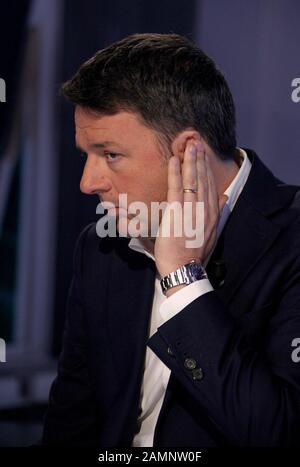 Rome, Italie. 14 janvier 2020. Rome, épisode de "L'air qui tire" diffusé sur La7 Photo: Matteo Renzi crédit: Independent photo Agency/Alay Live News Banque D'Images