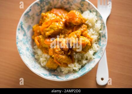Dinde, curry de citrouille avec riz Banque D'Images