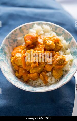 Dinde, curry de citrouille avec riz Banque D'Images