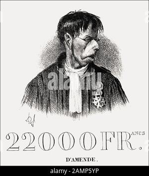 Caricature d'Honoré-Victorin Daumier sur la censure gouvernementale contre le magazine le Charivari Banque D'Images