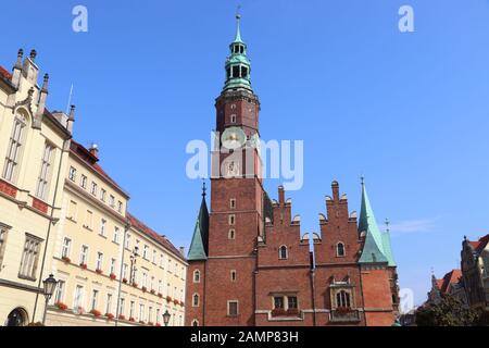 Les monuments de la ville de Wroclaw - Hôtel de la vieille ville sur la place Rynek. Wroclaw, Pologne. Banque D'Images