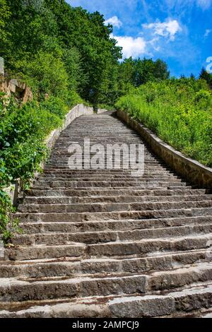 Escaliers de mort dans la carrière, mémorial du camp de concentration, camp de concentration Mauthausen, Mauthausen, Haute-Autriche, Autriche Banque D'Images