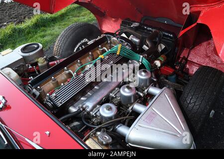 1969 moteur de roadster Jaguar E-type série II Banque D'Images