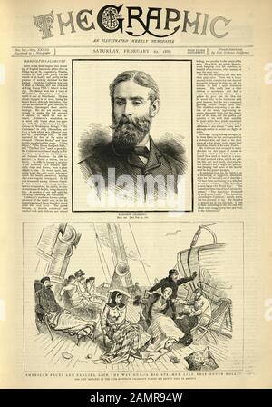 Première page du journal Graphic en mémoire du regretté Ranolph Caldecott, 20 février 1886 Banque D'Images