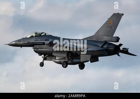Un avion de chasse F16 Flight Falcon de General Dynamics de l'armée de l'air belge. Banque D'Images