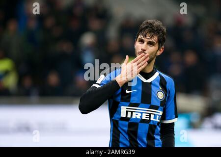 Milan, Italie. 14 janvier 2020. Andrea ranocchia (FC internazionale) le bonheur golove Inter vs Cagliari, Championnat italien de TIM Cup à Milan, Italie, 14 janvier 2020 - LPS/Francesco Scacianoce crédit: Francesco Scacianoce/LPS/ZUMA Wire/Alay Live News Banque D'Images