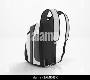 Sac à dos blanc Mockup, sac à dos vierge, Sac De Voyage 3d Rendering isolé sur fond clair, prêt pour votre conception Banque D'Images