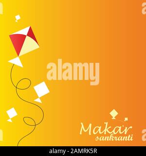 Illustration du papier peint Happy Makar Sankranti avec une chaîne de cerf-volant colorée pour le festival Illustration de Vecteur