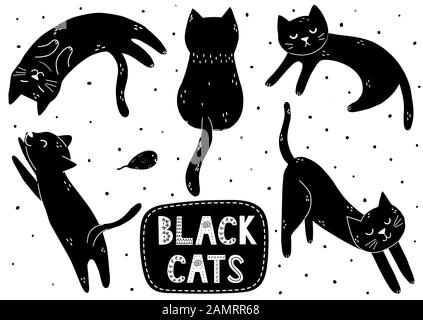 Silhouette De Chat Noir En Fond Blanc Image Vectorielle Stock Alamy