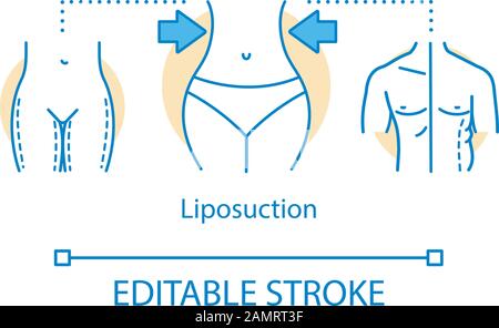 Icône concept de lipoaspiration. Procédure de suppression de graisse idée d'une fine ligne d'illustration. Technique d'aspiration. Chirurgie cosmétique. Correction. Contour isolé vectoriel Illustration de Vecteur