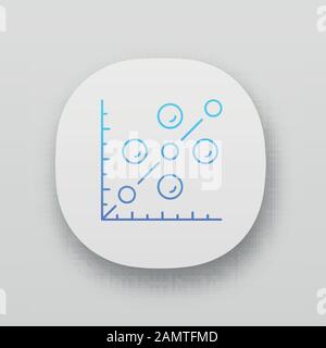 Icône de l'app Scatter plot. Diagramme De Dispersion. Diagramme mathématique. Tracer sur le plan de coordonnées. Visualisation des données statistiques. Interface utilisateur UI/UX. Web ou mobil Illustration de Vecteur