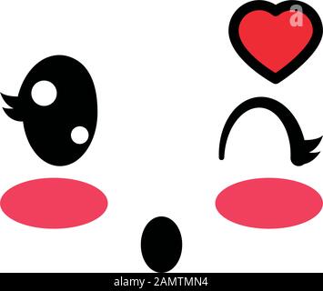 Cartoon Coeur Amoureux Clin D Ailes Et Couronne Kawaii Image Vectorielle Stock Alamy