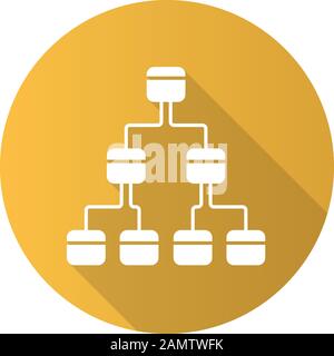 Diagramme d'arbre conception plate icône de glyphe d'ombre longue. Système hiérarchique. Diagramme de liaison de nœud. Représentation visuelle des relations. Arborescence. Séquence Illustration de Vecteur