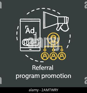 Illustration de l'idée de promotion du programme de recommandation. Marketing. SMM, réseaux sociaux, stratégie, partage social. Illustrateur de tableau de surveillance isolé vectoriel Illustration de Vecteur