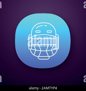 Icône de l'application casque de cricket. Protection de la tête pour le batteur et les fiaînés. Uniforme de cricketer. Équipement de sport. Accessoire de sport. Interface utilisateur UI/UX. Web o Illustration de Vecteur
