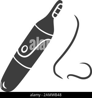 Icône de glyphe de la tondeuse à poils du nez. Procédure hygiénique d'épilation. Appareil de beauté à usage domestique. Hygiène personnelle. Instrument de beauté. Symbole silhouette. Ne Illustration de Vecteur
