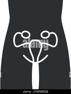 Icône glyphe du système reproductif pour les femmes en bonne santé. Symbole silhouette. Espace négatif. Organe interne humain en bonne santé. Fertilité. Santé femmes healt Illustration de Vecteur