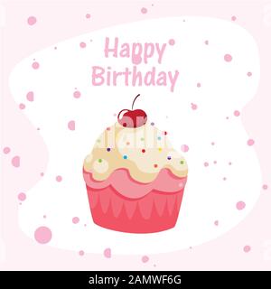 Theme Anniversaire Avec Cupcake Image Vectorielle Stock Alamy