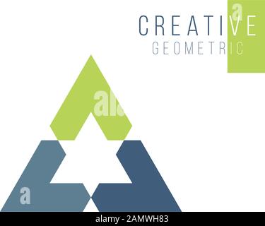 Triangle géométrique ou flèche dans le logo en trois parties. Concept d'identité commerciale technologique. Modèle d'entreprise créatif. Illustration du vecteur de stock Illustration de Vecteur