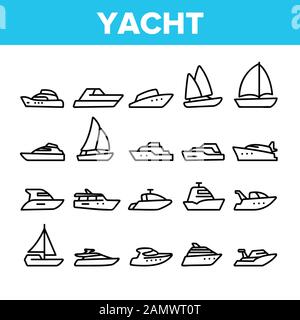 Yacht Marine transport Collection icônes Set Vector Illustration de Vecteur