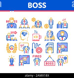 Les Icônes De La Collection De Chefs De Bossage De Société Permettent De Définir Le Vecteur Illustration de Vecteur