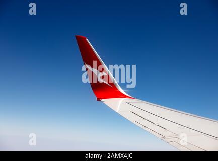 L'aile d'un Boeing 737 de Qantas Banque D'Images