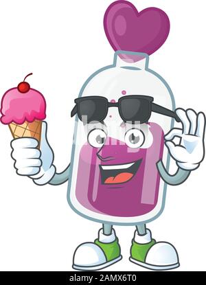 Potion violette mascot cartoon design avec la crème glacée Illustration de Vecteur