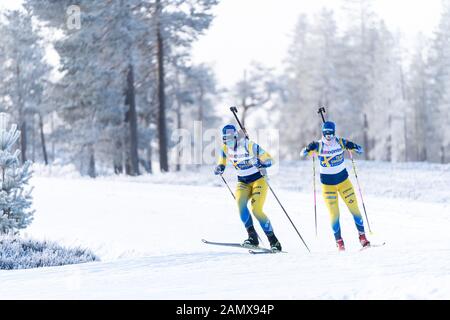 Les Biathlètes Suédois S'Entraînent En Hiver À L'Idre Fjäll Banque D'Images