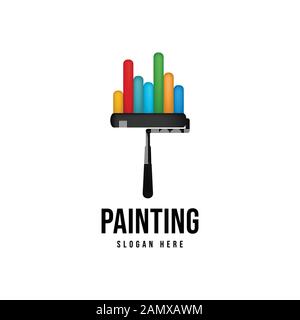 Idées De Logo De Peinture De Rouleau. Logo inspiration. Illustration Du Vecteur De Modèle. Isolé Sur Fond Blanc Illustration de Vecteur