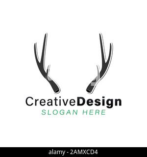Horn Deer Hunter Logo Idées. Logo inspiration. Illustration Du Vecteur De Modèle. Isolé Sur Fond Blanc Illustration de Vecteur