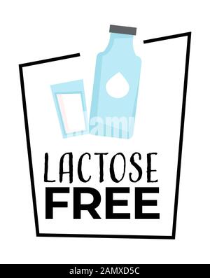 Pas d'icône isolée au lait de lactose, étiquette de flacon, autre aliment Illustration de Vecteur