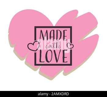 Faites avec amour, les cadeaux faits à la main font la boutique de l'icône de coeur isolé Illustration de Vecteur