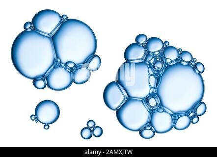 Libre coup de bulles de mousse de savon ou de shampooing lave , isolé sur fond blanc. Banque D'Images