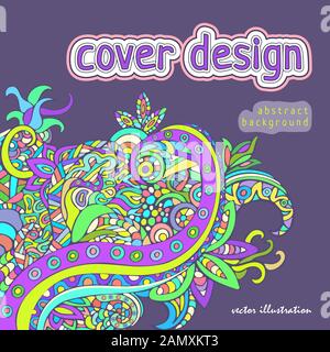 Motif couverture, carte de plante, bannière avec ornement ethnique abstrait coloré, motif oriental floral. Motif de la traceur naturel, fleur de légumes stylisée A Illustration de Vecteur