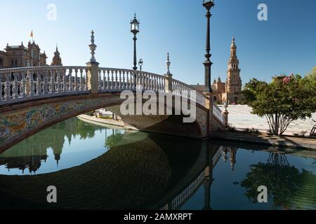 Séville, Espagne. 7 juillet 2018. La Plaza de España dans le Parque de María Luisa à Séville. Banque D'Images