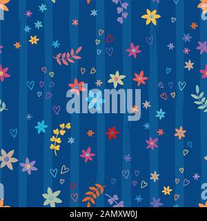 Cute hand drawn seamless floral pattern, cute doodle flowers background, super pour les textiles, bannières, Wallpapers, rétractable - vector design Banque D'Images