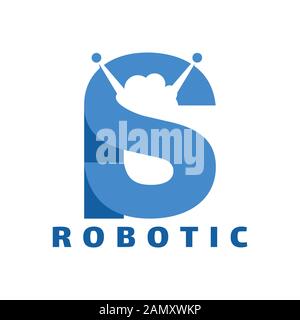Première lettre r s Modern Robotic logo Idées. Logo inspiration. Illustration Du Vecteur De Modèle. Isolé Sur Fond Blanc Illustration de Vecteur