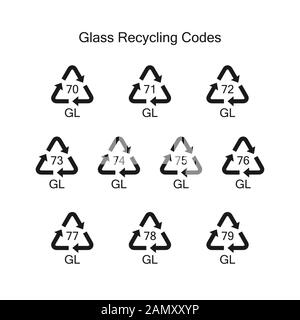 Codes spéciaux pour le traitement du verre. Protection de l'environnement. Illustration de Vecteur