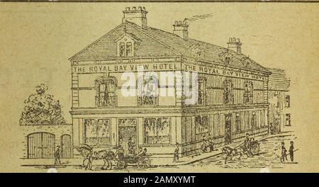 YorkshireMaps and plans by Bartholomew . ar-célèbre Giants Causeway, LE TRAMWAY ÉLECTRIQUE relie la gare de Portrush à l'hôtel Groundsa distance de 13 miles. Tout le monde devrait voyager par les ElectricCars (la grande merveille de l'âge), et rester au CausewayHotel, où les frais seront trouvés modérés. Vues, Promenades Et Promenades Charmantes. Courts De Tennis Asphhalteand Grass, Kiosque À Rafraîchissements Et Holophote Électrique. Guides, BATEAUX ET AFFICHAGE À FRAIS FIXES, Posta et Telegraph Address—? Le Responsable, Causeway Hotel, Bushmills. 41 GRAHAMS HÔTEL, NEW STREET (PRÈS DU BUREAU DE POSTE, EN FACE DE PRES Banque D'Images