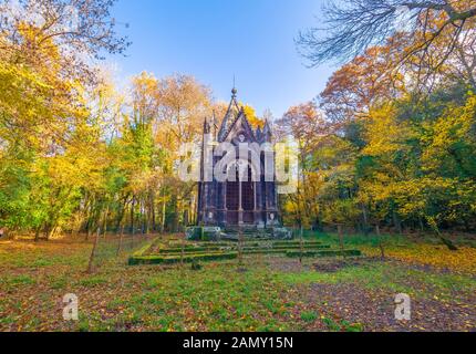 Torre Alfina (Latium, Italie) - Le bois sacré et magique appelé 'Bosco del Sasseto' pendant l'automne avec le feuillage, à côté du village médiéval avec Banque D'Images